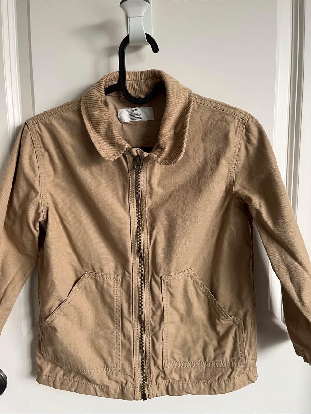 H&M Kids Cotton Jacket with Corduroy Collar - Tan